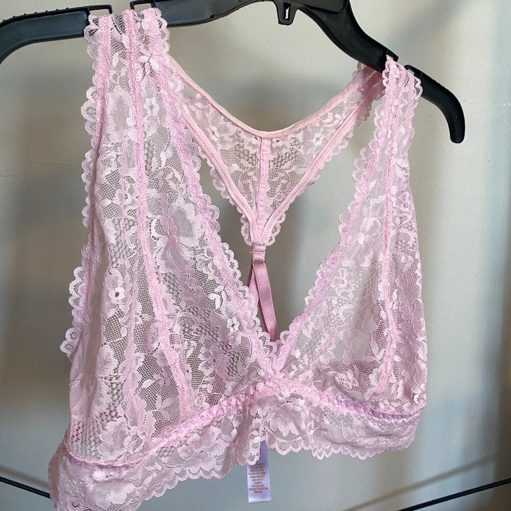 Floral Lace Racerback Bralette in Unicorn Pink